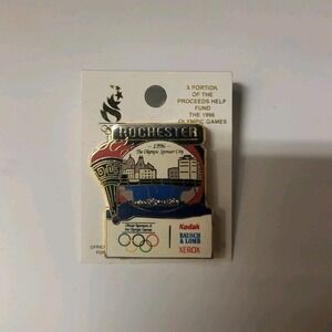 Rochester ny sponsor city Olympics pin 1996 *new‎ on original carding*